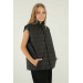 Stand Collar Zipper Double Pocket Detailed Girls Puffer Vest