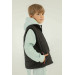 Stand Collar Zipper Detailed Boy Vest