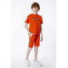 Boy Printed Detailed Crew Neck T Shirt Shorts Set