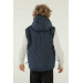 Hooded Double Pocket Zipper Detailed Boy Vest