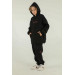 Hooded Cargo Pocket Side Zipper Detailed Thick Boys Tracksuit