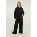 College Collar Snap Detail Wide Leg Girls Tracksuit Set