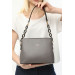 Women's Grey-Black Hand Shoulder And Crossbody Bag With Two Straps