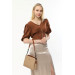 Women's Mink-Tain Hand Shoulder And Crossbody Bag With Two Straps