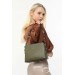 Women's Green-Black Hand Shoulder And Crossbody Bag With Two Straps