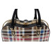 Women's Hand, Shoulder And Crossbody Bag With Metal Frame Plaid