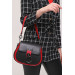 Women's Shoulder And Crossbody Bag Double Strap Clamshell Red-Black