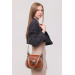 Women's Shoulder And Crossbody Bag Double Strap Clamshell Mink-Tin