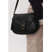Women's Clamshell Black Crossbody Bag