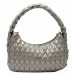 Women's Gray Hand, Shoulder And Crossbody Bag With Knit Handle