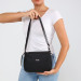 Women's Black Shoulder And Crossbody Bag With Lettering Multi-Pocket