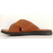 Men's Sandal Made Of Premium Genuine Leather, With Two Cross Straps, Light Brown