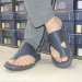 Men's Sandal With A Toe Made Of First-Class Natural Leather Navy Blue