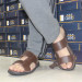 Men's Sandals Made Of Premium Genuine Leather, Comfortable First Class, Dark Brown