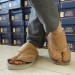 Men's First-Class Luxury Genuine Leather Sandal With Crocodile Pattern, Beige