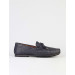 Lace Detailed Genuine Leather Navy Blue Men's Loafers
