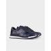 Croco Printed Genuine Leather Navy Blue Lace-Up Men's Sneakers