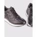 Croco Printed Genuine Leather Black Lace-Up Men's Sneakers