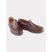 Stitch Detail Genuine Leather Brown Casual Shoes