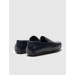 Stitched Genuine Leather Navy Blue Men's Loafers