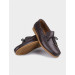 Men's Genuine Leather Lace-Up Detail Brown Loafer Shoes