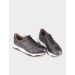 Men's Genuine Leather Ready Sole Black Lace-Up Sneakers