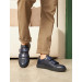 Men's Genuine Leather Navy Blue Sports Shoes