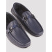 Men's Genuine Leather Special Design Navy Blue Loafers