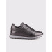 Men's Genuine Leather Black Shearling Lace-Up Sneaker Sports Shoes