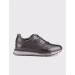 Men's Special Design Genuine Leather Black Lace-Up Sneakers