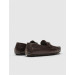 Men's Genuine Leather Brown Loafers With Buckle Accessory