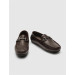 Men's Genuine Leather Brown Loafers With Buckle Accessory