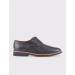 Eva Sole Genuine Leather Navy Blue Lace-Up Men's Casual Shoes