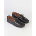 Bow And Stitch Detail Genuine Leather Black Men's Loafers
