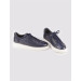 Genuine Leather White Sole Lace-Up Men's Navy Blue Sports Shoes