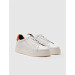 Genuine Leather White-Orange Lace-Up Men's Sports Shoes