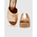 Genuine Leather Gold Women's Wedge Heeled Slippers