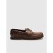 Genuine Leather Brown Lace-Up Men's Boat Shoes