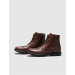 Genuine Leather Brown Lace-Up Zippered Military Style Men's Casual Boots