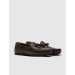 Genuine Leather Brown Bow Men's Loafer Shoes
