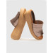 Genuine Leather Brown Women's Wedge Heel Slippers