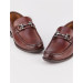 Genuine Leather Brown Buckle Accessory Men's Loafer Shoes
