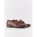 Genuine Leather Brown Buckle Detail Men's Loafers