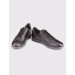 Genuine Leather Rubber Sole Black Laced Men's Casual Shoes