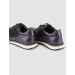 Genuine Leather Navy Blue Lace-Up Printed Men's Sports Shoes