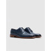 Genuine Leather Navy Blue Lace-Up Men's Classic Shoes