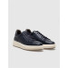 Genuine Leather Navy Blue Lace-Up Men's Sports Shoes