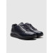 Genuine Leather Navy Blue Lace-Up Men's Sports Shoes