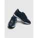 Genuine Leather Navy Blue Lace-Up Men's Sports Shoes