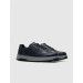 Genuine Leather Navy Blue Lace-Up Men's Sports Shoes